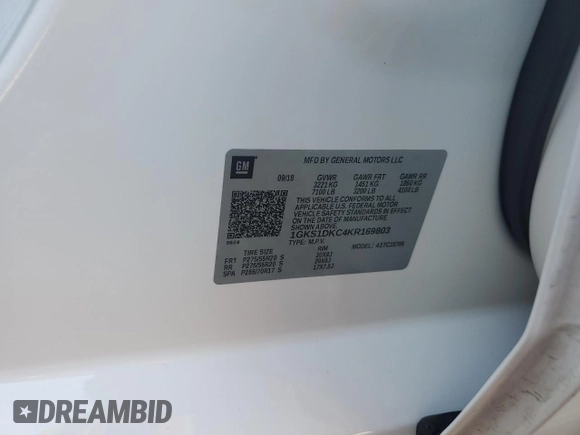 2019 GMC Yukon SLT Standard Edition with VIN 1GKS1DKC4KR169803, listed as a Copart auction lot 66845304 with 45,384 mi miles and Salvage Title. Bid and sale history available at carsss.com. Image 15.