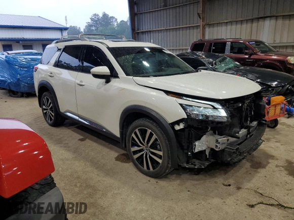 2023 Nissan Pathfinder Platinum z VIN 5N1DR3DH2PC254760, wystawiony jako Copart lot #55861115 z przebiegiem 20 265 mil mil oraz Szkoda całkowita • Salvage title. Historia ofert i sprzedaży dostępna na DreamBid. Obrazek 4.
