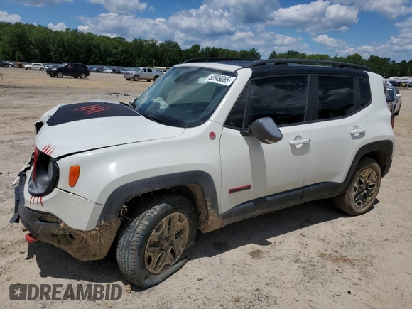 2017 Jeep Renegade Trailhawk z VIN ZACCJBCB6HPE48977, wystawiony jako Copart lot #58949085 z przebiegiem 113 549 mil mil oraz Szkoda całkowita • Salvage title. Historia ofert i sprzedaży dostępna na DreamBid. Obrazek 1.