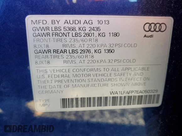 2014 Audi Q5 Premium Plus with VIN WA1LFAFP7EA050329, listed as a Copart auction lot 41518905 with 138,051 mi miles and Salvage Title. Bid and sale history available at carsss.com. Image 12.