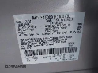 2015 Ford Edge Titanium z VIN 2FMTK4K95FBB47962, wystawiony jako IAAI lot #42234894 z przebiegiem Nie podano mil oraz . Historia ofert i sprzedaży dostępna na DreamBid. Obrazek 9.