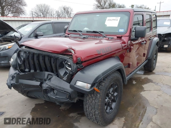 2021 Jeep Wrangler Unlimited Sport S with VIN 1C4HJXDN9MW777830, listed as a IAAI auction lot 41625934 with 42,251 mi miles and . Bid and sale history available at DreamBid. Image 21.