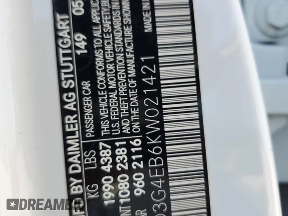 2019 Mercedes-Benz A 220 with VIN WDD3G4EB6KW021421, listed as a Copart auction lot 55458715 with 72,118 mi miles and Salvage title. Bid and sale history available at DreamBid. Image 12.