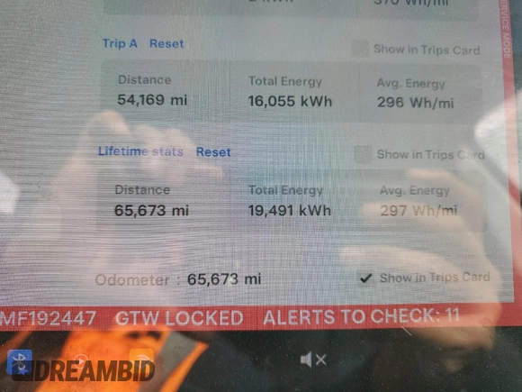 2021 Tesla Model Y Long Range with VIN 5YJYGDEEXMF192447, listed as a Copart auction lot 53550055 with 65,673 mi miles and Salvage Title. Bid and sale history available at DreamBid. Image 9.