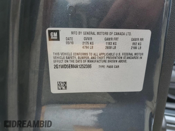 2010 Chevrolet Impala Police Police z VIN 2G1WD5EM4A1252386, wystawiony jako Copart lot #39185274 z przebiegiem 120 086 mil mil oraz Szkoda całkowita • Salvage title. Historia ofert i sprzedaży dostępna na DreamBid. Obrazek 12.