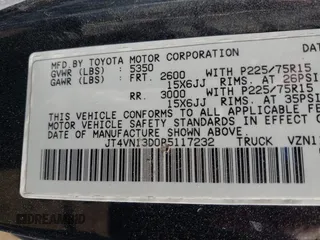 1993 Toyota Pickup DLX с VIN JT4VN13D0P5117232, выставлен на аукционе IAAI как лот 42465811 с пробегом 277 253 миль миль и . История ставок и продаж доступна на DreamBid. Изображение 9.