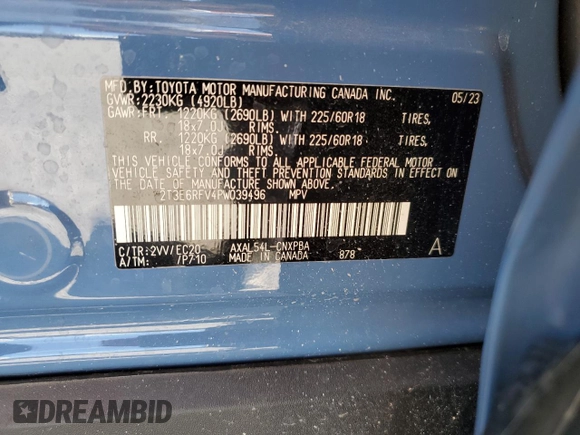 2023 Toyota RAV4 Hybrid XSE with VIN 2T3E6RFV4PW039496, listed as a Copart auction lot 39150774 with 13,533 mi miles and Salvage title. Bid and sale history available at DreamBid. Image 15.