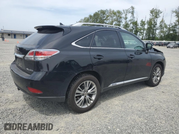 2013 Lexus RX 450h with VIN JTJBC1BAXD2444943, listed as a Copart auction lot 59564125 with Not provided miles and Salvage title. Bid and sale history available at DreamBid. Image 3.