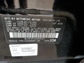 2020 Mitsubishi Mirage ES with VIN ML32F3FJ1LHF02312, listed as a Copart auction lot 59637925 with 49,770 mi miles and Salvage title. Bid and sale history available at DreamBid. Image 12.
