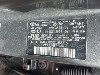 2025 Hyundai Elantra SE z VIN KMHLL4DG0SU855615, wystawiony jako IAAI lot #41887162 z przebiegiem 24 180 mil mil oraz . Historia ofert i sprzedaży dostępna na DreamBid. Obrazek 9.