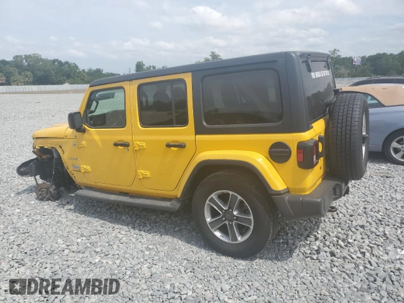 2019 Jeep Wrangler Unlimited Sahara with VIN 1C4HJXEN4KW593715, listed as a Copart auction lot 53883335 with 83,349 mi miles and Salvage Title. Bid and sale history available at DreamBid. Image 2.