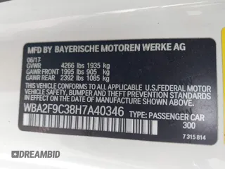 2017 BMW 2 Series 230i with VIN WBA2F9C38H7A40346, listed as a IAAI auction lot 41735926 with 69,245 mi miles. Bid and sale history available at carsss.com. Image 9.