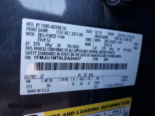 2020 Ford Expedition Platinum with VIN 1FMJU1MT6LEA24437, listed as a Copart auction lot 81799444 with 60,947 mi miles and Salvage Title. Bid and sale history available at carsss.com. Image 14.