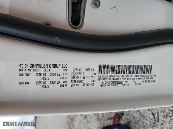 2014 Dodge Journey SE with VIN 3C4PDCAB4ET236889, listed as a Copart auction lot 51313665 with 0 mi miles and Salvage Title. Bid and sale history available at carsss.com. Image 14.