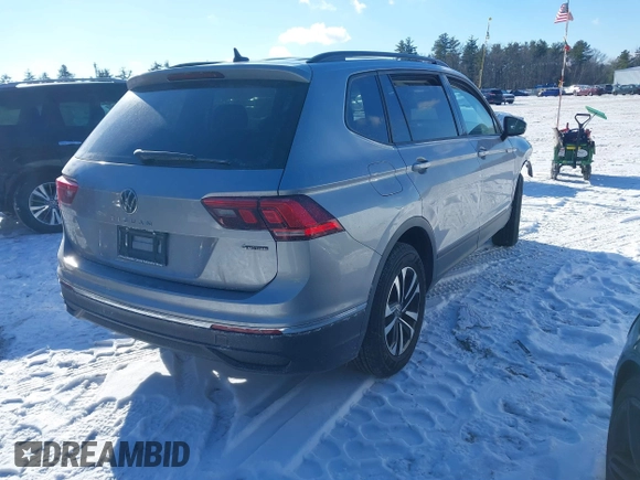 2024 Volkswagen Tiguan S with VIN 3VVFB7AX0RM185378, listed as a IAAI auction lot 41330759 with 2,534 mi miles and . Bid and sale history available at DreamBid. Image 4.