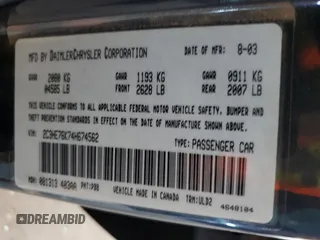 2004 Chrysler 300M M z VIN 2C3HE76K74H674562, wystawiony jako Copart lot #72563724 z przebiegiem 74 404 mil mil oraz Szkoda całkowita • Salvage title. Historia ofert i sprzedaży dostępna na DreamBid. Obrazek 14.