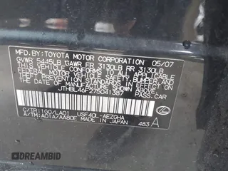 2007 Lexus LS 460 z VIN JTHBL46F275041387, wystawiony jako IAAI lot #42417384 z przebiegiem 154 787 mil mil oraz . Historia ofert i sprzedaży dostępna na DreamBid. Obrazek 9.
