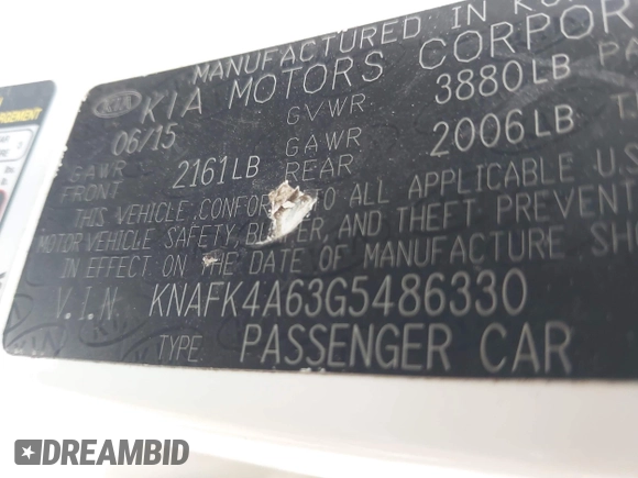 2016 Kia Forte LX z VIN KNAFK4A63G5486330, wystawiony jako IAAI lot #41898559 z przebiegiem 149 606 mil mil oraz . Historia ofert i sprzedaży dostępna na DreamBid. Obrazek 9.