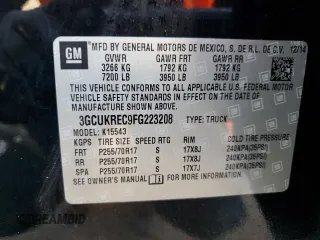 2015 Chevrolet Silverado 1500 LT with VIN 3GCUKREC9FG223208, listed as a Copart auction lot 47499695 with 173,163 mi miles and Salvage Title. Bid and sale history available at carsss.com. Image 12.
