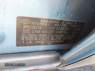 2004 Hyundai Santa Fe GLS z VIN KM8SC73E54U782368, wystawiony jako IAAI lot #42379772 z przebiegiem 120 244 mil mil oraz . Historia ofert i sprzedaży dostępna na DreamBid. Obrazek 9.