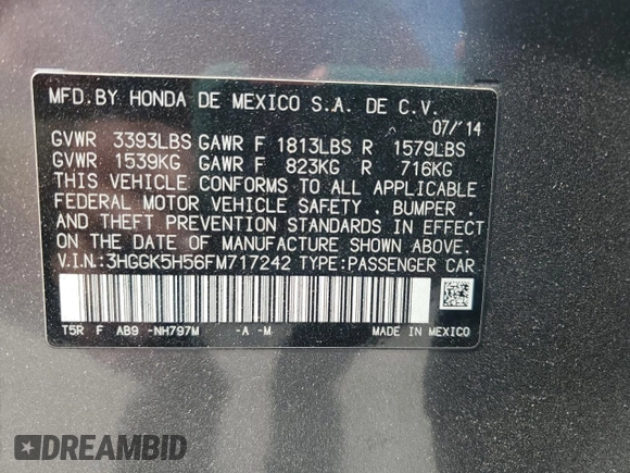 2015 Honda Fit LX with VIN 3HGGK5H56FM717242, listed as a Copart auction lot 62993835 with 155,310 mi miles and Clean title. Bid and sale history available at DreamBid. Image 12.