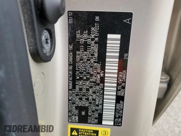 2012 Lexus RX 350 with VIN 2T2BK1BA5CC147158, listed as a Copart auction lot 52593775 with 0 mi miles and Salvage Title. Bid and sale history available at carsss.com. Image 15.