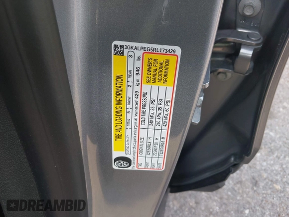 2024 GMC Terrain SLT with VIN 3GKALPEG5RL173429, listed as a IAAI auction lot 42384423 with 38,630 mi miles and . Bid and sale history available at DreamBid. Image 9.