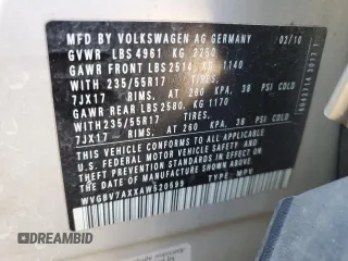 2010 Volkswagen Tiguan S с VIN WVGBV7AXXAW520599, выставлен на аукционе Copart как лот 62006315 с пробегом 143 877 миль миль и Чистый • Clean title. История ставок и продаж доступна на DreamBid. Изображение 13.