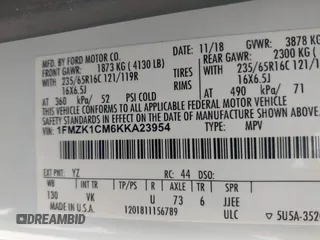 2019 Ford Transit Passenger XL с VIN 1FMZK1CM6KKA23954, выставлен на аукционе IAAI как лот 39021861 с пробегом 46 356 миль миль и . История ставок и продаж доступна на DreamBid. Изображение 9.
