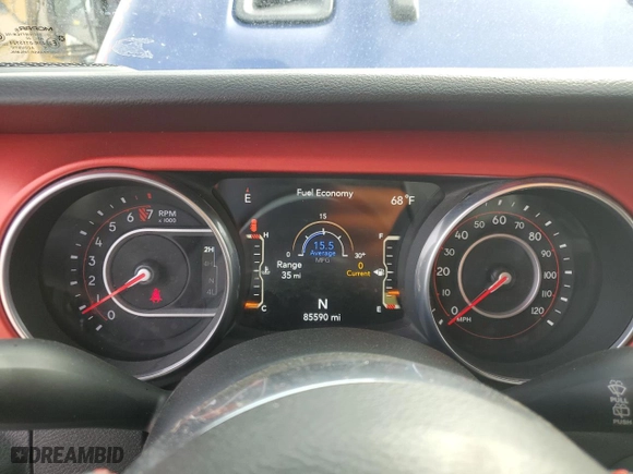 2018 Jeep Wrangler Unlimited Rubicon with VIN 1C4HJXFG5JW187683, listed as a Copart auction lot 47352015 with 85,590 mi miles and Salvage Title. Bid and sale history available at carsss.com. Image 9.