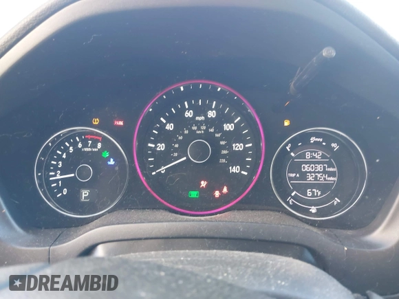 2016 Honda HR-V EX with VIN 3CZRU5H58GM735965, listed as a IAAI auction lot 41848080 with 60,387 mi miles. Bid and sale history available at carsss.com. Image 7.