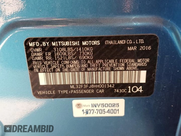 2017 Mitsubishi Mirage ES with VIN ML32F3FJ8HH001342, listed as a Copart auction lot 65357335 with 96,975 mi miles and Clean title. Bid and sale history available at DreamBid. Image 12.