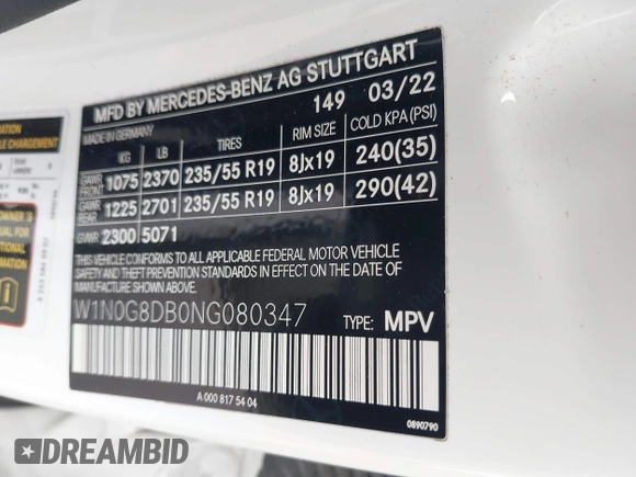 2022 Mercedes-Benz GLC 300 with VIN W1N0G8DB0NG080347, listed as a IAAI auction lot 42136270 with 30,480 mi miles and . Bid and sale history available at DreamBid. Image 9.