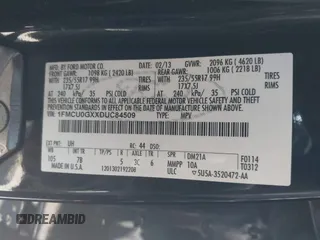 2013 Ford Escape SE с VIN 1FMCU0GXXDUC84509, выставлен на аукционе IAAI как лот 42330862 с пробегом 68 697 миль миль и . История ставок и продаж доступна на DreamBid. Изображение 9.