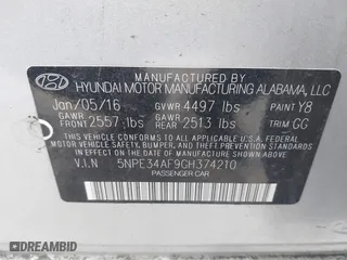 2016 Hyundai Sonata 2.4L Sport with VIN 5NPE34AF9GH374210, listed as a IAAI auction lot 41871957 with 170,044 mi miles. Bid and sale history available at carsss.com. Image 9.