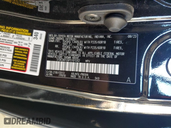 2023 Toyota Sienna XSE 25th Anniversary with VIN 5TDCSKFC6PS101202, listed as a Copart auction lot 80755884 with Not provided miles and Non repairable. Bid and sale history available at DreamBid. Image 13.