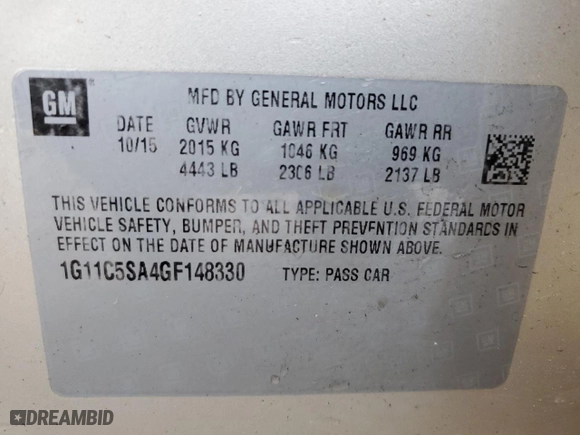 2016 Chevrolet Malibu Limited LT with VIN 1G11C5SA4GF148330, listed as a Copart auction lot 58203624 with 174,750 mi miles and Salvage Title. Bid and sale history available at carsss.com. Image 14.