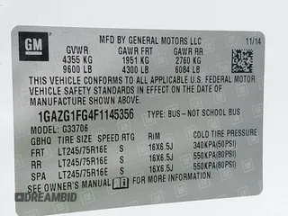 2015 Chevrolet Express Passenger LT with VIN 1GAZG1FG4F1145356, listed as a IAAI auction lot 41768799 with 134,492 mi miles and . Bid and sale history available at DreamBid. Image 9.