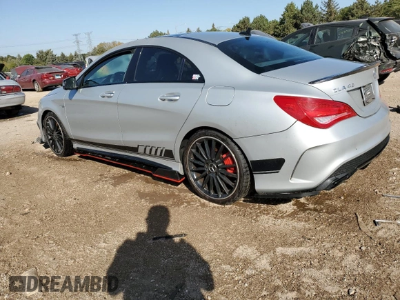 2015 Mercedes-Benz CLA 45 AMG with VIN WDDSJ5CB0FN198211, listed as a Copart auction lot 74825184 with 98,181 mi miles and Salvage Title. Bid and sale history available at DreamBid. Image 2.