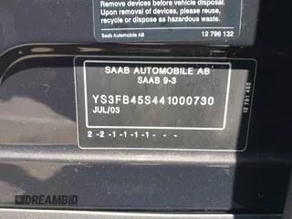 2004 Saab 9-3 Linear z VIN YS3FB45S441000730, wystawiony jako IAAI lot #42235280 z przebiegiem 148 949 mil mil oraz . Historia ofert i sprzedaży dostępna na DreamBid. Obrazek 9.