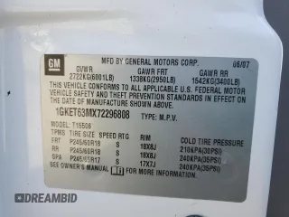 2007 GMC Envoy Denali with VIN 1GKET63MX72296808, listed as a Copart auction lot 50566995 with 173,244 mi miles and Salvage Title. Bid and sale history available at carsss.com. Image 13.