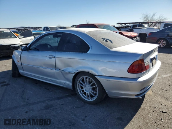 2002 BMW 3 Series 330Ci with VIN WBABN53492JU38225, listed as a Copart auction lot 41881915 with 207,862 mi miles and Salvage Title. Bid and sale history available at carsss.com. Image 2.