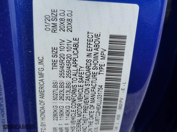 2020 Acura RDX w/A-Spec Pkg with VIN 5J8TC2H6XLL031754, listed as a Copart auction lot 78945274 with 75,592 mi miles and Salvage Title. Bid and sale history available at carsss.com. Image 13.