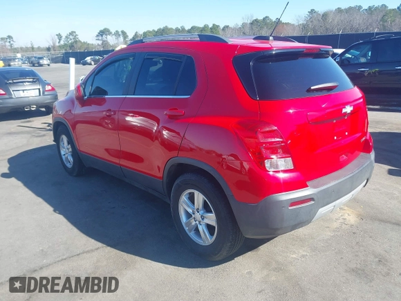 2015 Chevrolet Trax LT with VIN 3GNCJLSB8FL216708, listed as a IAAI auction lot 41646647 with 106,405 mi miles. Bid and sale history available at carsss.com. Image 3.