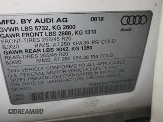 2018 Audi SQ5 Prestige with VIN WA1C4AFY0J2228486, listed as a Copart auction lot 53444105 with 100,846 mi miles and Salvage title. Bid and sale history available at DreamBid. Image 14.