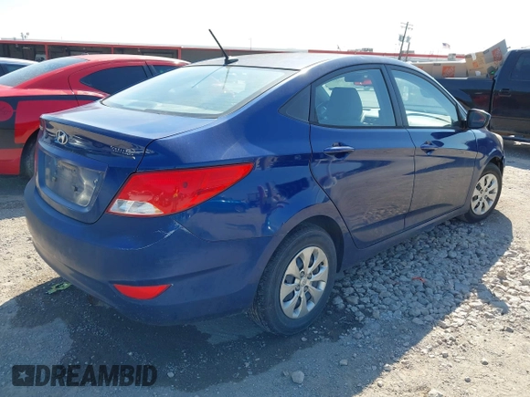 2016 Hyundai Accent SE with VIN KMHCT4AE0GU031186, listed as a IAAI auction lot 42027511 with 128,583 mi miles. Bid and sale history available at carsss.com. Image 4.