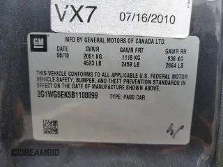 2011 Chevrolet Impala LT Fleet with VIN 2G1WG5EK5B1108899, listed as a Copart auction lot 51240405 with 288,663 mi miles and Clean Title. Bid and sale history available at DreamBid. Image 12.