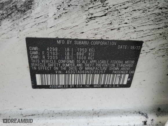 2022 Subaru Impreza Premium with VIN 4S3GTAD60N3725257, listed as a Copart auction lot 47446875 with 106,902 mi miles and Salvage Title. Bid and sale history available at carsss.com. Image 13.