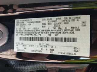2021 Ford Escape SE Hybrid с VIN 1FMCU0BZ4MUA67773, выставлен на аукционе IAAI как лот 42398745 с пробегом 93 862 миль миль и . История ставок и продаж доступна на DreamBid. Изображение 9.