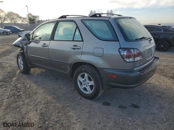 2002 Lexus RX 300 with VIN JTJGF10U120148860, listed as a Copart auction lot 46186705 with 0 mi miles and Salvage Title. Bid and sale history available at carsss.com. Image 2.